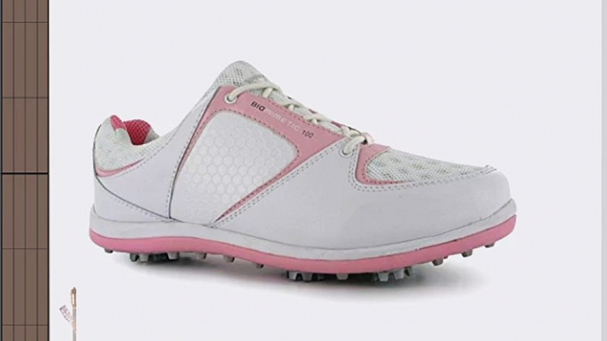 Dunlop Womens Biomimetic 100 Mesh Ladies Golf Shoes Softspike Cleats Lace Up White/Pink UK