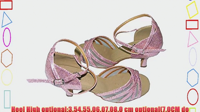 Blue/Pink/Red Hexagon Five belt clip Ladies Ballroom Latin shoes-EU36~EU41 (EU38/24.5CM Pink)