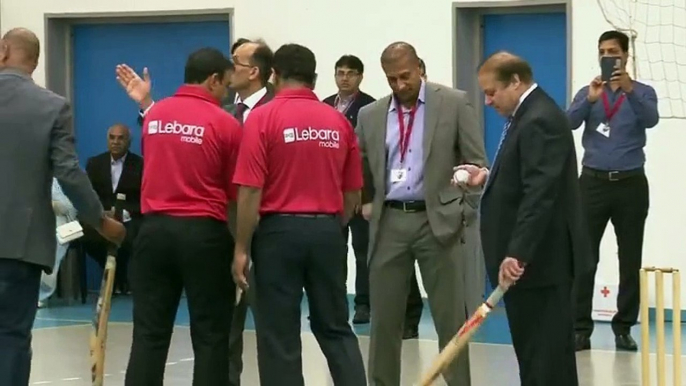 Prime Minister Nawaz Shrif Bating Playing Cricket