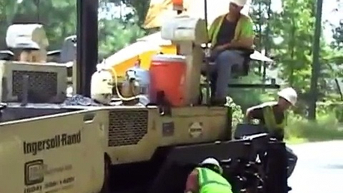 Road Pavers, New Asphalt Laid Down By Workers