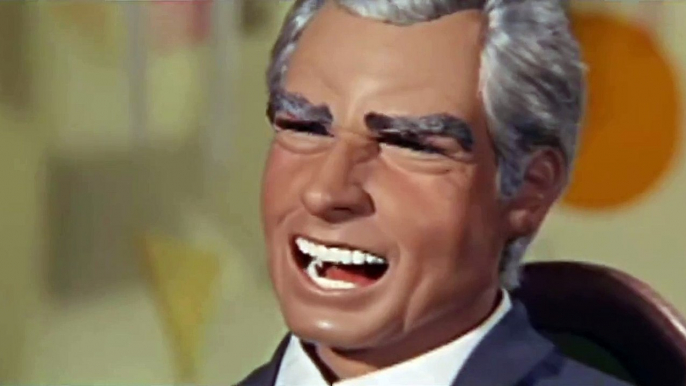Creepy Thunderbirds puppets laugh around a boardroom table for 14 minutes and 48 seconds