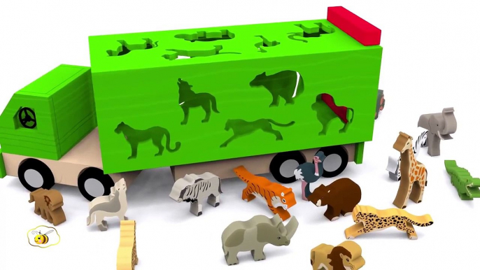 Trucks for children  Learn wild animals in English!