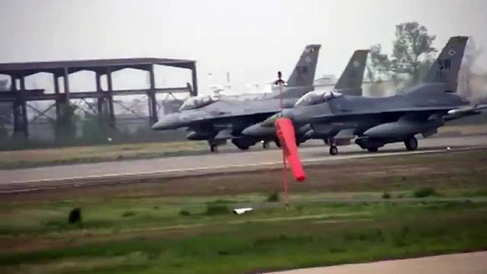 6 F-16 Vipers 79th FS "Tigers" Shaw Air Force Base Launch Takeoff
