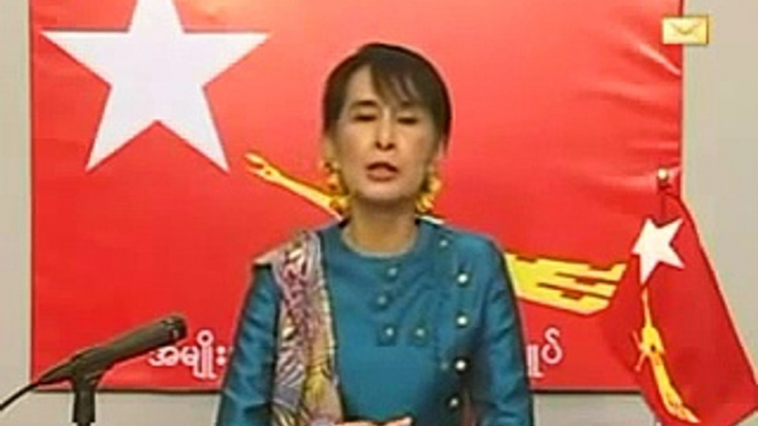 Daw Aung San Suu Kyi speech to the people of Burma on MRTV & MRTV4 14 3 2012