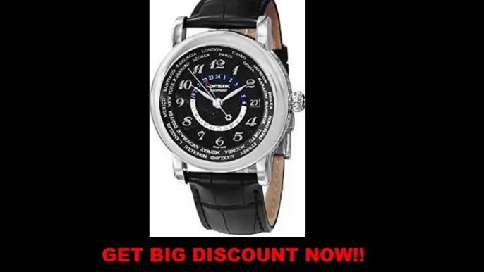 FOR SALE Montblanc Star World Time Black Dial Black Leather Mens Watch 109285