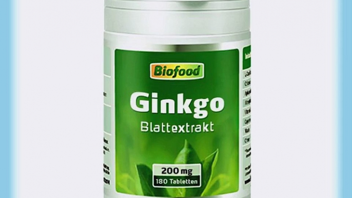 Biofood Ginkgo Biloba 100% Blattextrakt 200mg 180 Tabletten hochdosiert - f?r ein gutes Ged?chtnis