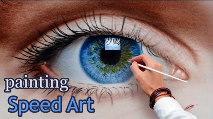 Speed Painting an Eye in oil dry brush/ realistic (How To Draw)