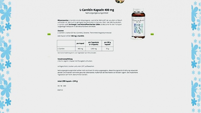 Sanct Bernhard L-Carnitin-Kapseln mit 400mg L-Carnitin - 200 Kapseln