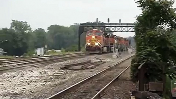 BNSF #4805 Leads Light Power Move North, 7 Locos, Joliet IL.