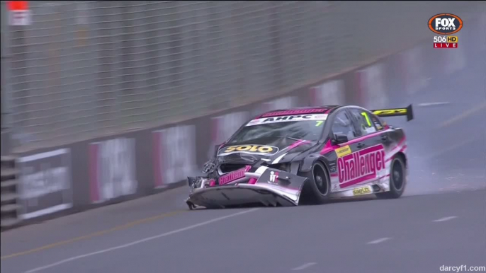 Hobson Huge Crash 2015 Dunlop V8 Supercars Adelaide Race 1