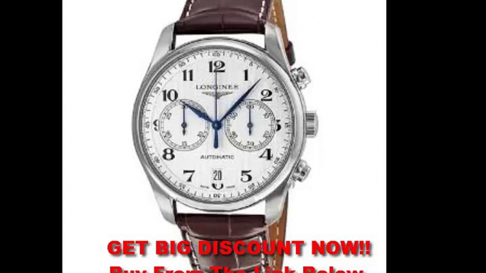 SALE Longines Master Chronograph Silver Dial Brown Leather Mens Watch L26294783