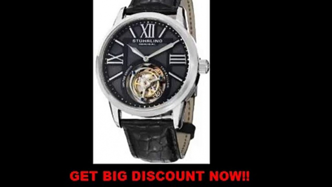 SPECIAL PRICE Stuhrling Original Men's 537.331X1 Tourbillon Grand Imperium Limited Edition Mechanical Black Watch