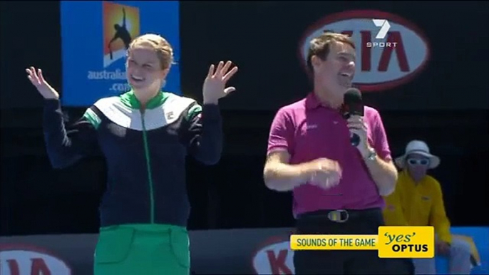 Kim Clijsters chided commentator Todd Woodbridge at the Australian Open