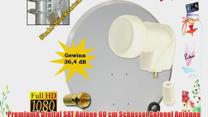 PremiumX Digital SAT Anlage 60 cm Sch?ssel Spiegel Antenne Hellgrau   BW 40 Single LNB 1 Teilnehmer