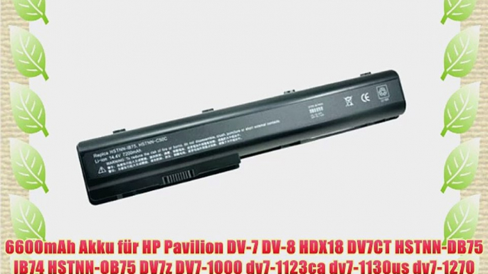 6600mAh Akku f?r HP Pavilion DV-7 DV-8 HDX18 DV7CT HSTNN-DB75 IB74 HSTNN-OB75 DV7z DV7-1000