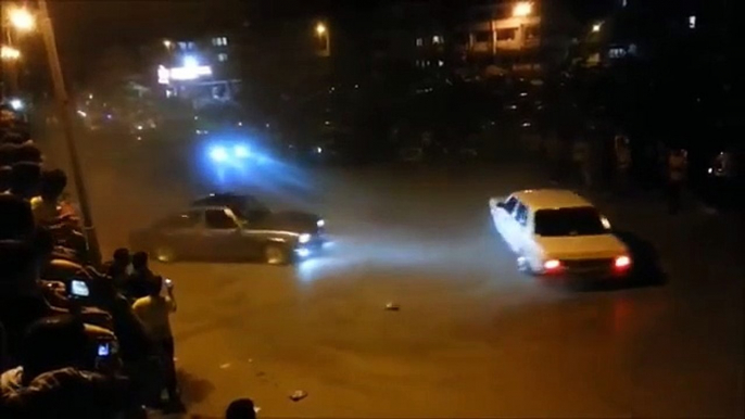 Ras Elbar Drift - Pegout 504 & Mercedes E280 - Mansoura Cars Drifting