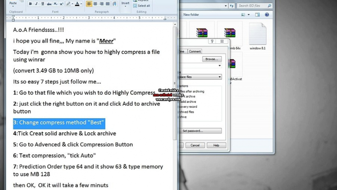 how to highly compress a file using winrar tutorial