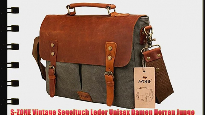 S-ZONE Vintage Segeltuch Leder Unisex Damen Herren Junge Multifunktiontasche Umh?ngetasche