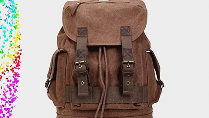 Aidoer Damen und Herren Studenten Vintage Canvas und Leder Rucksack Schultasche Reisetasche