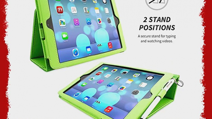 Snugg iPad Air (iPad 5) Exekutive H?lle (Gr?n) - Smart Cover mit Kartensteckpl?tze Aufsteller