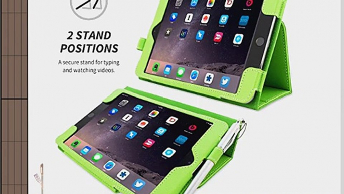 Snugg iPad mini 3 Exekutive H?lle (Gr?n) - Smart Cover mit Kartensteckpl?tze Aufsteller Stylus-Halterung