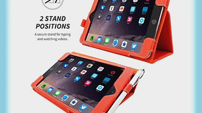 Snugg iPad mini 3 Exekutive H?lle (Orange) - Smart Cover mit Kartensteckpl?tze Aufsteller Stylus-Halterung