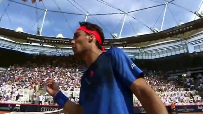 Fabio Fognini se chauffe avec Rafael Nadal