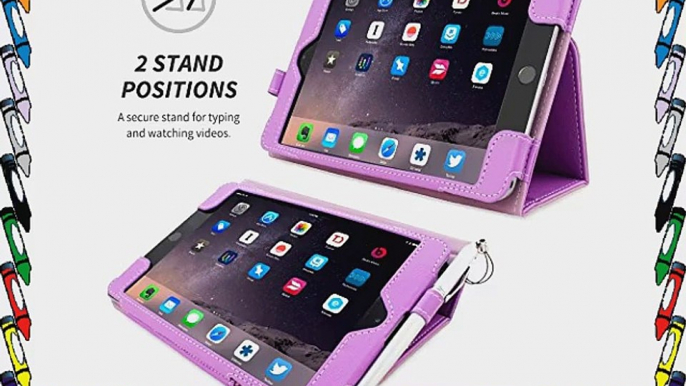 Snugg iPad mini 3 Exekutive H?lle (Lila) - Smart Cover mit Kartensteckpl?tze Aufsteller Stylus-Halterung