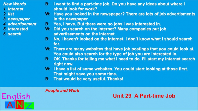 Unit 29 A Part Time Job - Listening Practice Through Dictation 1