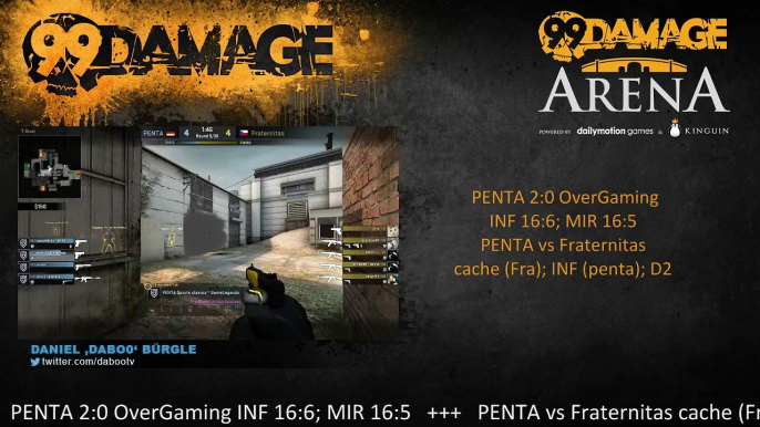 dabo0 - 99DMG Arena #12: OverGaming vs PENTA @18CEST + the winner vs Fraternitas (ex nEophyte) @21cest (REPLAY) (2015-08-12 19:40:32 - 2015-08-12 22:32:28)