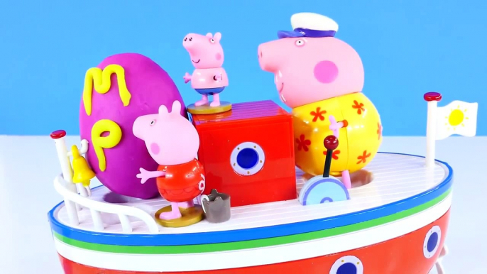 Play Doh Egg Peppa Pig Holiday Boat Grandpa Pigs Surprise Eggs Toy Delivery Episode DCTC