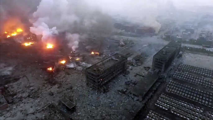 China explosion: Drone footage shows Tianjin blast site  BBC News