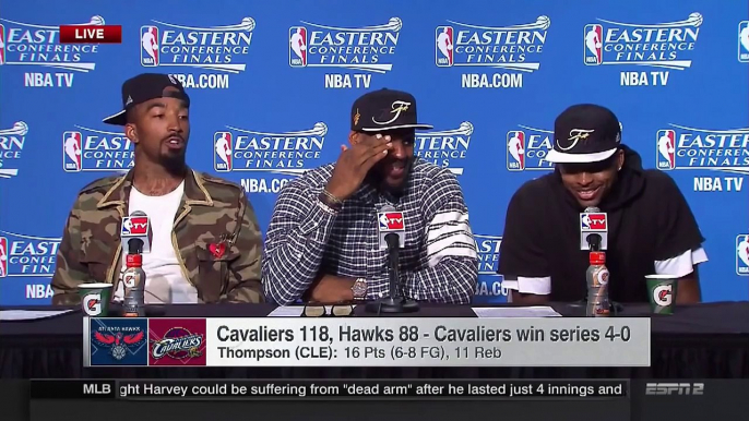 J.R. Smith Takes Selfie in Press Conference | Hawks vs Cavaliers | Game 4 | 2015 NBA Playoffs