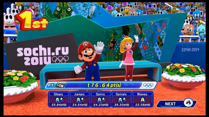 Mario and Sonic at the Sochi 2014 Olympic Winter Games Skating Figure Pairs Mairo & Peach Sonic & Amy.
