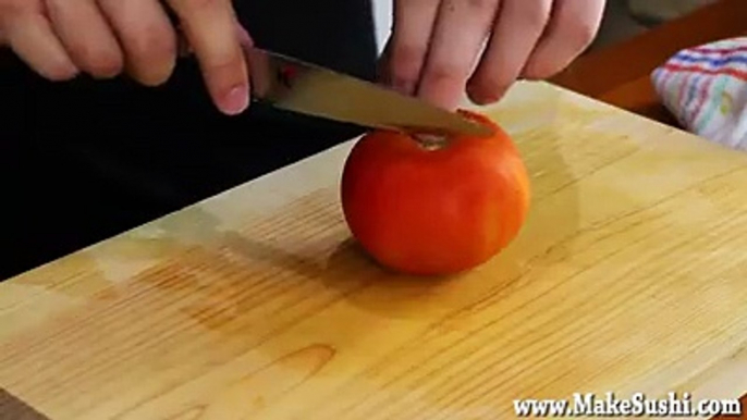 Simplest way to cut beautifully tomatoes in just seconds ..