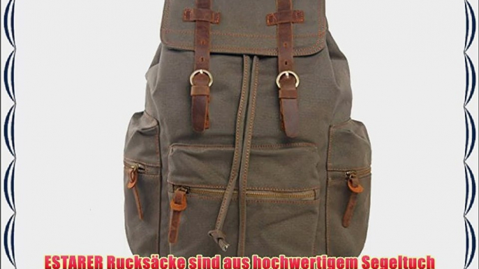 Estarer Damen Herren Canvas Schulrucksack Rucksack Vintage Armee Gr?n