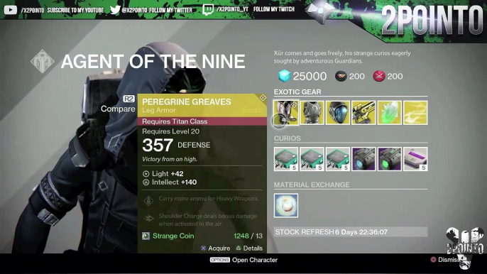 Destiny: "Xur Location" for “Week 51” “House Of Wolves” Easy Exotic Armor and Weapon Showcase