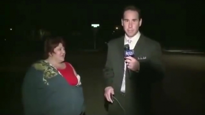 Drunk Woman Annoys TV Reporter During Recording Session