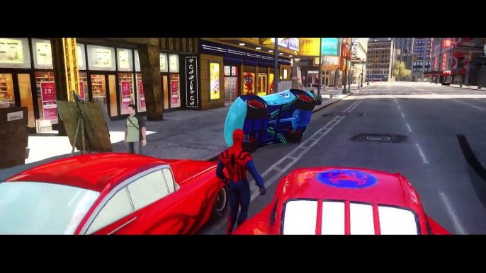 Avengers Iron Man & Spiderman with Custom Spider-man Lightning McQueen Cars & Blue McQueen Car FUN!