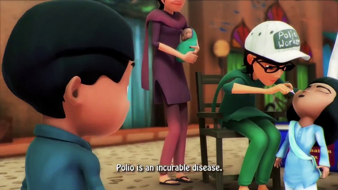 Burka avenger cartoons. Burka avenger giving message on polio vaccination.HD