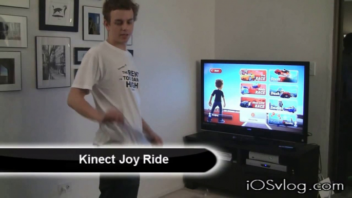 Playing Kinect Joy Ride On Xbox 360 Kinect - Tech Vlog 3