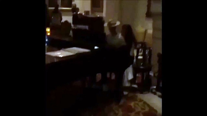 Justin Bieber playing the piano with Xenia Deli in Los Angeles, California  August 21, 2015