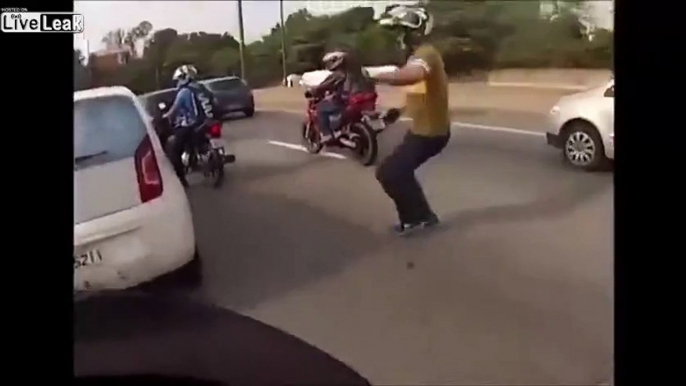 Road Rage After Driver Ran Motorcyclist Over