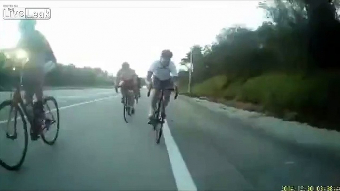 Cyclist Flips After Hitting Road Debris