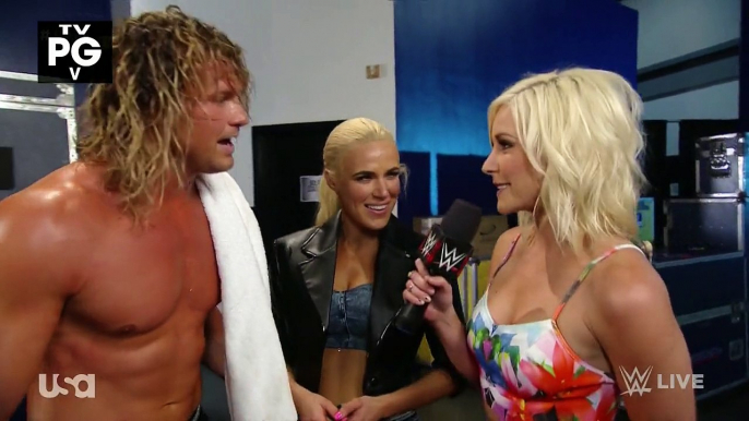 Renee Young, Dolph Ziggler, Lana and Summer Rae Backstage Segment