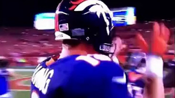 National Football League Denver Broncos players tease quarterback Peyton Manning after he sets NFL