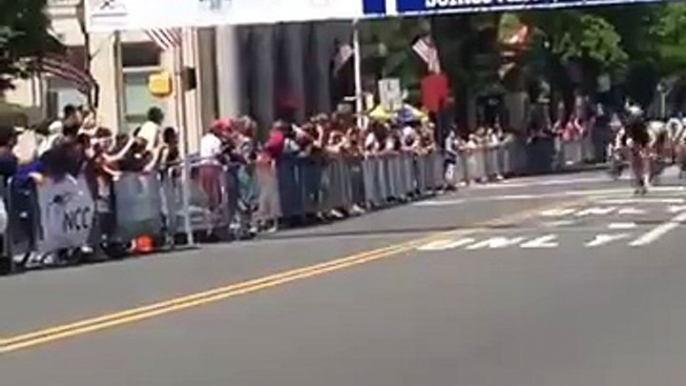 Cyclist Wins Race By Crashes Across Finish Line