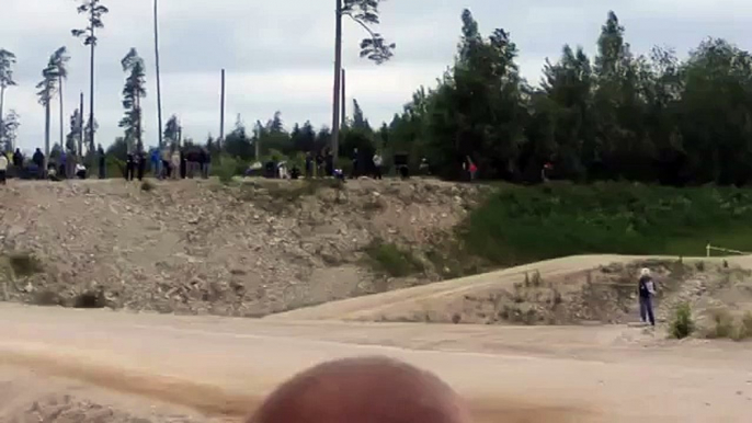 Rally Car Flies In The Air After Big Jump