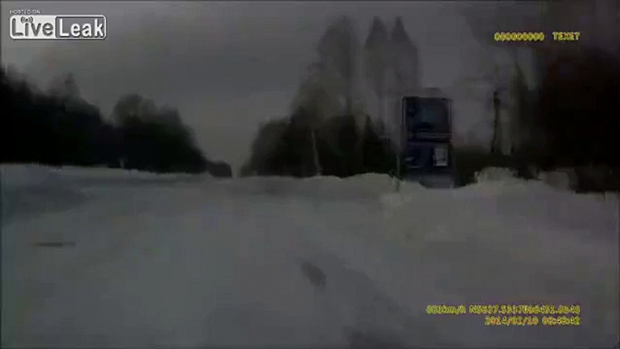 Scary Crash On Icy Road