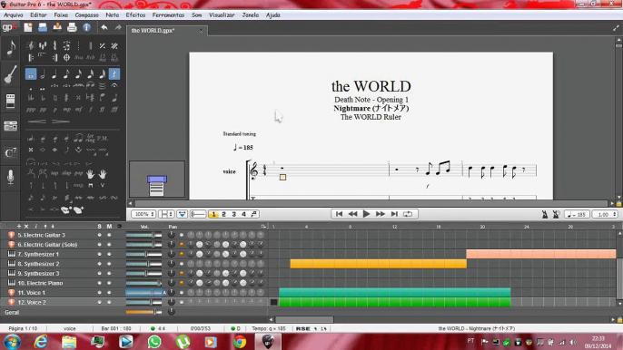 Death Note「デスノート」- 1st Opening: the WORLD (Guitar Pro 6)